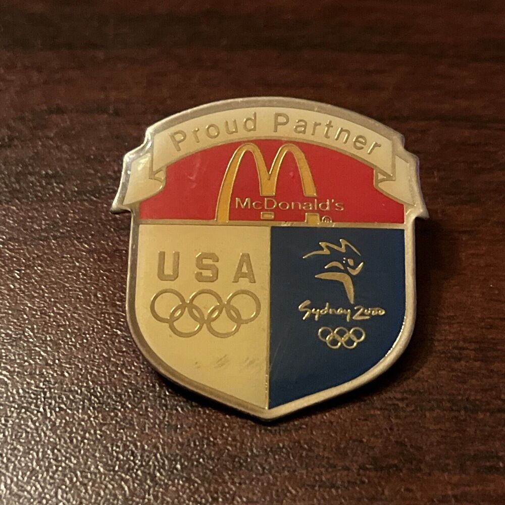 McDonald’s 2000 Sydney Olympics Proud‎ Partner Shield Crest Employee Lapel Pin